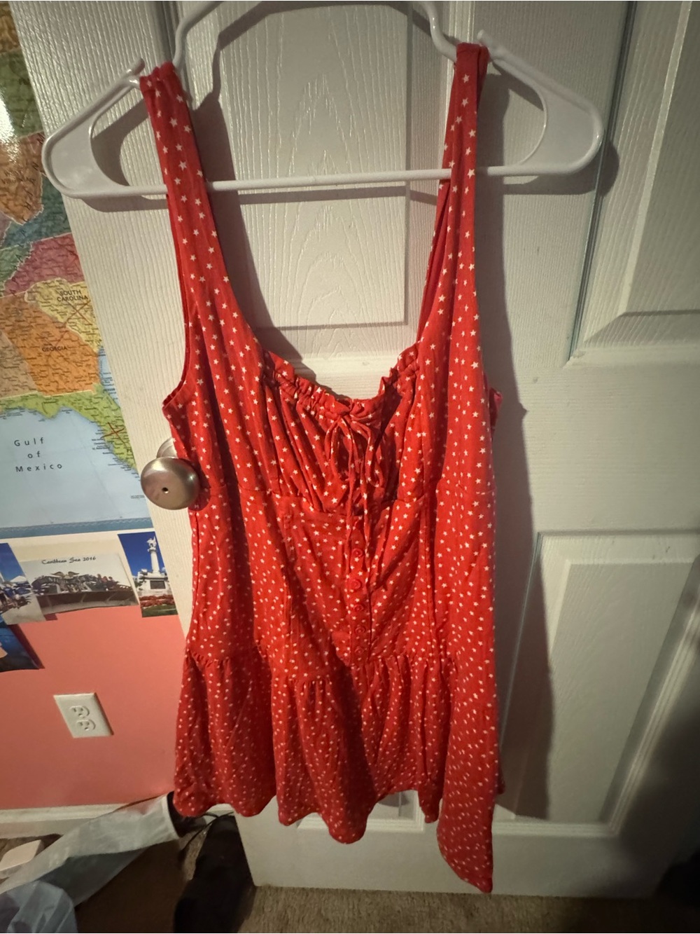 wild fable Red Sleeveless Mini Dress with White Star Print